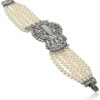 Swarovski Crystal and Glass Pearls Deco Bracelet for Bridal