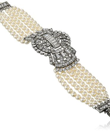 Swarovski Crystal and Glass Pearls Deco Bracelet for Bridal