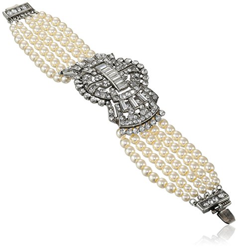 Swarovski Crystal and Glass Pearls Deco Bracelet for Bridal