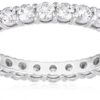 Platinum- Silver Band Ring set with Round Swarovski Zirconi
