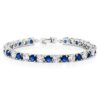 Gem Stone King Sparkling 7 Inch Blue and White Tennis Bracelet