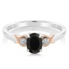 Engagement Ring 10K Rose Gold Black Onyx and Diamond Accent
