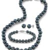 THE PEARL SOURCE 14K Gold 8-8.5mm Round Black Akoya Pearl