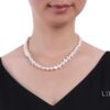 JYX 9x10.5mm Oval Natural White/Pink Freshwater Cultured Pearl Necklace