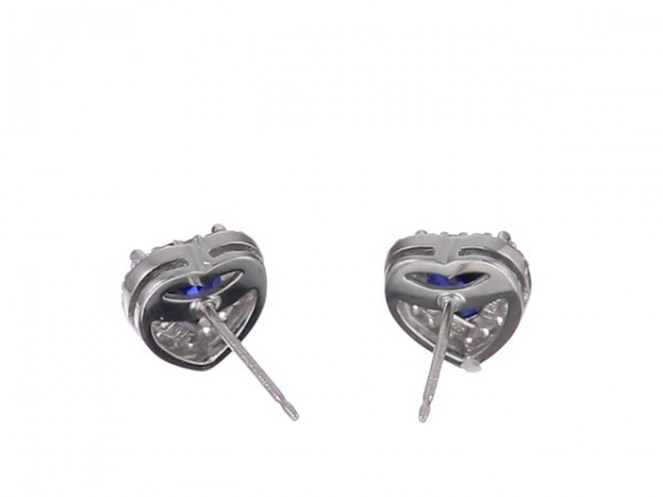 Sterling Silver Created Blue Sapphire Stud Earrings