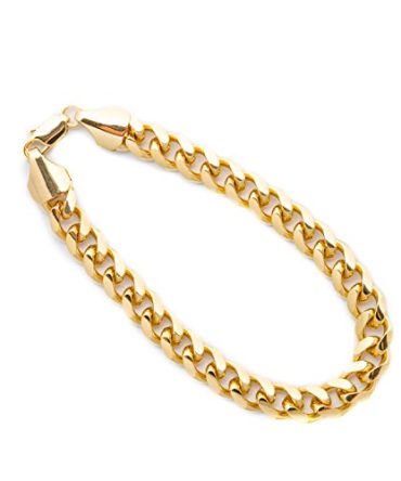 24k Gold Cuban Link Chain Bracelet Yellow Gold