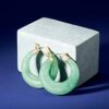 14kt Yellow Gold Ross-Simons Jade Hoop Earrings