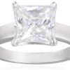 Platinum-plated Sterling Silver Princess-Cut Solitaire Ring