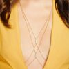Stand Out with Tgirls Attractive Bikini Body Chain Bra - Gold Pearl Body Jewelry - Perfect for Women and Ladies!