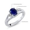 Gem Stone King 925 Sterling Silver Blue Sapphire and White Diamond