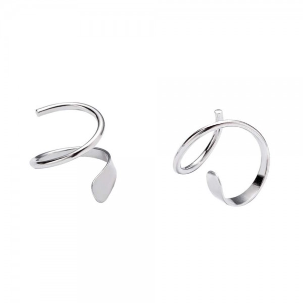 Minimalist Sterling Silver Ear Climber Crawler Earrings for Women, Hypoallergenic Cartilage Ear Piercing Wrap Earring Studs in White Gold Finish.