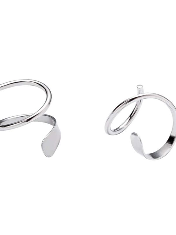 Minimalist Sterling Silver Ear Climber Crawler Earrings for Women, Hypoallergenic Cartilage Ear Piercing Wrap Earring Studs in White Gold Finish.