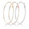 3 Pairs Big Hoop Earrings Rose Gold Plated Silver
