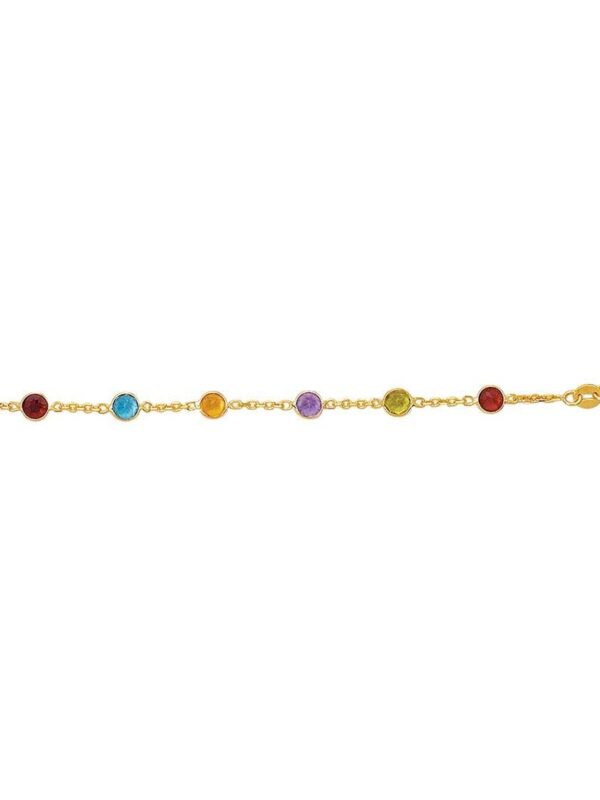 14k Yellow Gold Color Stone Lobster Clasp Anklet 10 Inch