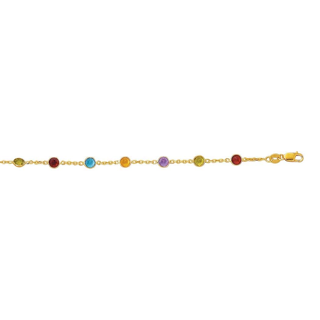 14k Yellow Gold Color Stone Lobster Clasp Anklet 10 Inch