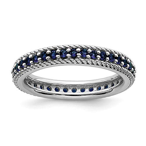 Sterling Silver Created Sapphire Eternity Band Ring