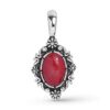 Red Coral Gemstone Oval Floral Pendant Enhancer
