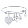 Heart Charm Bracelets Charm Engraved Expandable