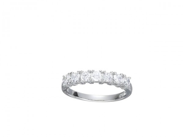 Size 8 Platinum Silver Seven-Stone Anniversary Ring Prong-Set