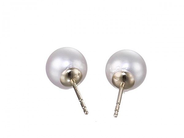 14k Yellow Gold Earrings Pearls Natural Color Akoya Pearl A+ Quality
