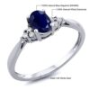 Gem Stone King 14K White Gold Blue Sapphire and Diamond