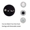Silver Halo Stud Earrings for Women Round Cut