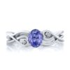 Gem Stone King 925 Sterling Silver Oval Blue Tanzanite and White Diamond