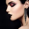 Statement Black Clip On Earrings Extra Long Earrings