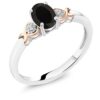Engagement Ring 10K Rose Gold Black Onyx and Diamond Accent
