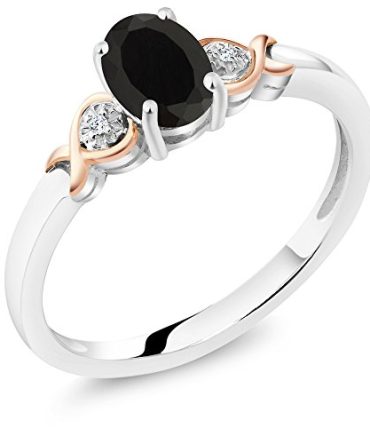 Engagement Ring 10K Rose Gold Black Onyx and Diamond Accent