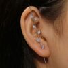 Unique Hypoallergenic Crawler Hook Earrings Silver