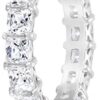 Platinum-Plated Sterling Silver Princess Cut