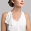 THE PEARL SOURCE 7-8mm AAA Quality Round White Pearl Necklace