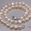 JYX 9x10.5mm Oval Natural White/Pink Freshwater Cultured Pearl Necklace