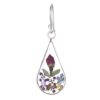 Sterling Silver Multi Pressed Flower Teardrop Earrings