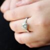 Engagement Ring Solitare with Accents Platinum Plated Silver