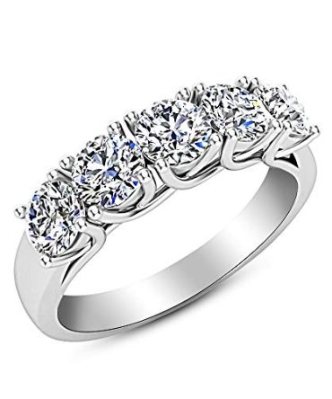 14K White Gold Round Diamond Wedding Ring
