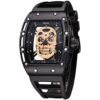 Rectangle Skeleton Diamond Big Face Skull Watches for Men
