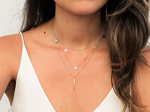 Fremttly Star Choker Necklaces Handmade Simple 14K Gold