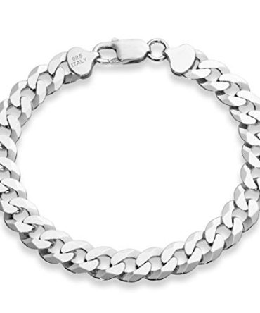 Solid 9mm Diamond-Cut Cuban Link Curb Chain Bracelet