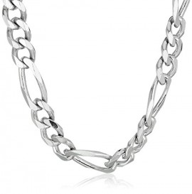 Silver Italian 6.80mm Solid Figaro Link-Chain Necklace