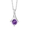 Gem Stone Amethyst Silver Round Cut Earrings Pendant Set
