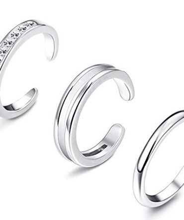 925 Sterling Silver Toe Rings for Women: Hypoallergenic Adjustable Open Cuff Toe Ring with Platinum Plating and Cubic Zirconia - Perfect as Foot Jewelry.