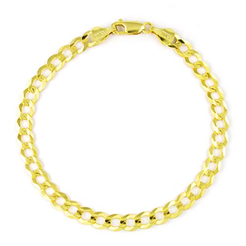 Nuragold 10k Yellow Gold 7mm Cuban Curb Link Chain Bracelet