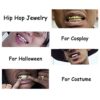 Finrezio Gold Plated Grillz Hip Hop Teeth Top and Bottom