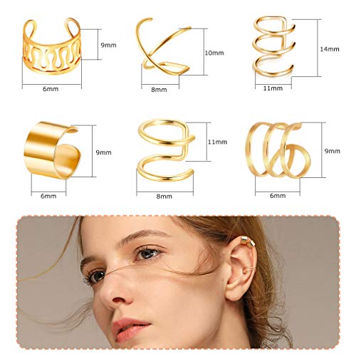 18 Pairs Ear Cuff, Roctee 6 Styles Cartilage Clip On Earrings