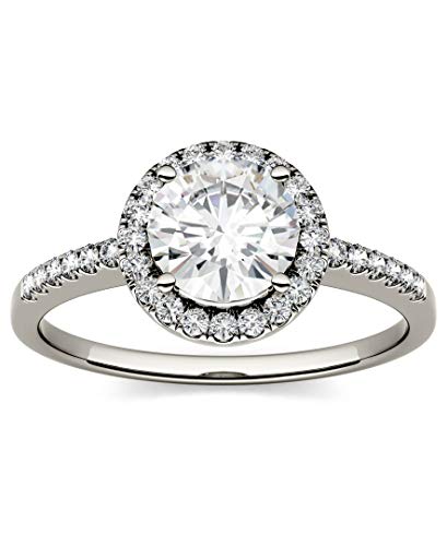 14K White Gold Moissanite by Charles and Colvard 6.5mm Round