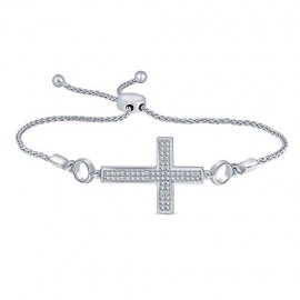 La Joya 1/20ct tw Sterling Silver Cross Bolo Bracelet