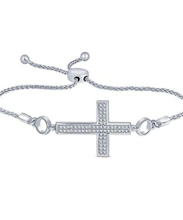 La Joya 1/20ct tw Sterling Silver Cross Bolo Bracelet