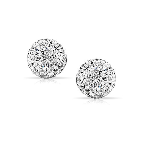 Fashion Round Simple White Pave Crystal Earrings